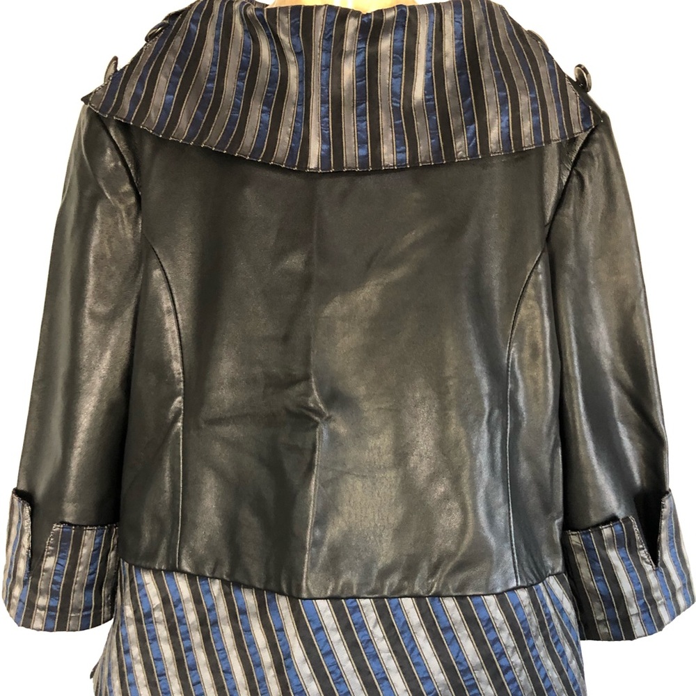 Leather and silk blouse top